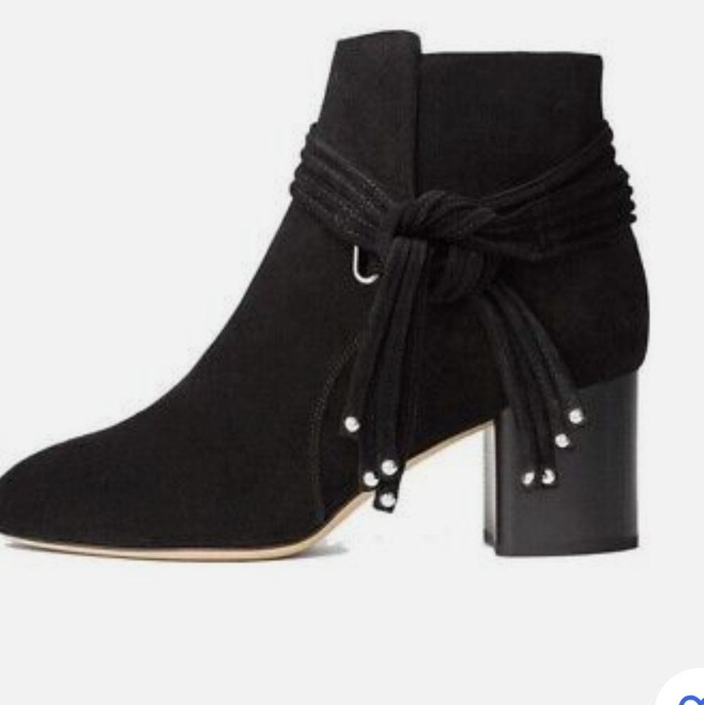 Rag & Bone Dalia Black Suede Dalia Ankle Boot Preppy Classic Fall Size 7.5